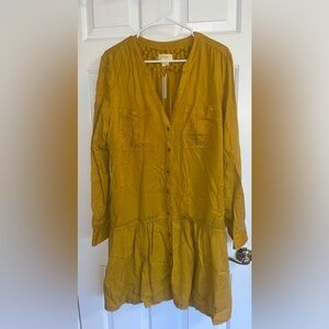 NWT Anthropologie Mustard Midi Dress